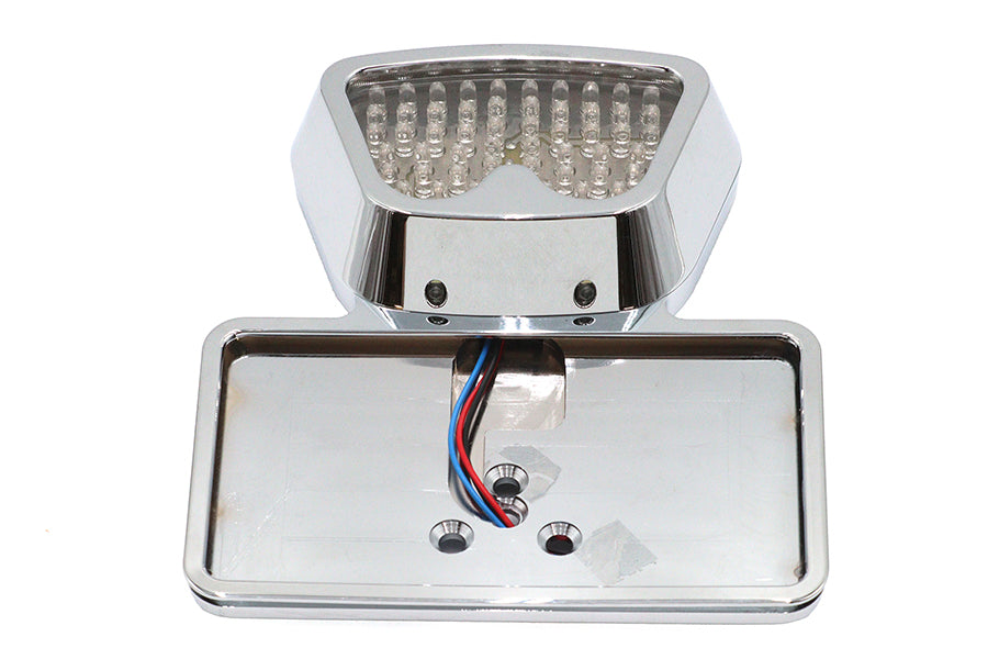 Wyatt Gatling Chrome Zoid LED Tail Lamp with License Plate Frame for Harley FX Models - Part 76378
