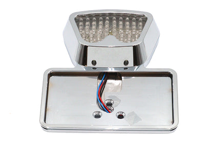 Wyatt Gatling Chrome Zoid LED Tail Lamp with License Plate Frame for Harley FX Models - Part 76378