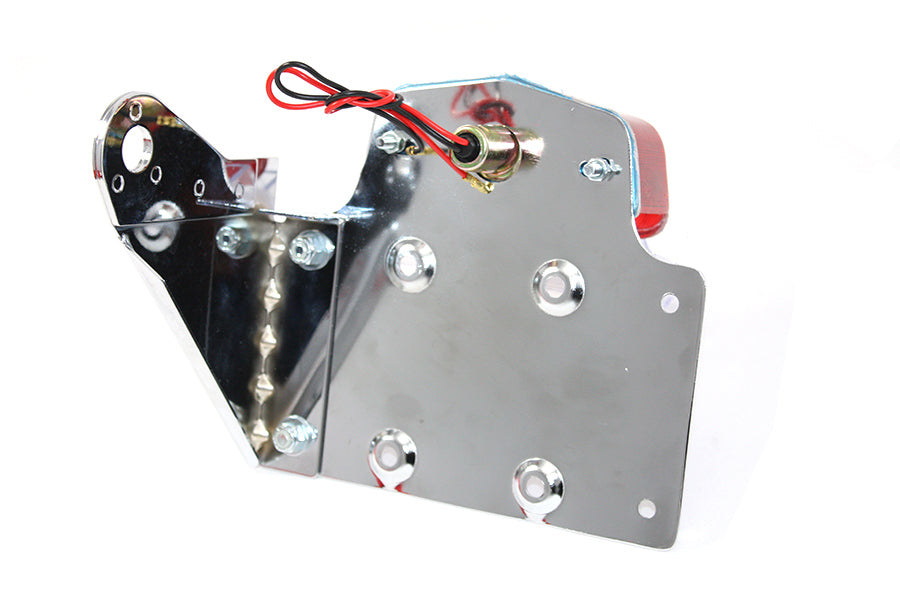 Wyatt Gatling Chrome Side Mount Tail Lamp Kit with Red Lens and Clear Bulb
