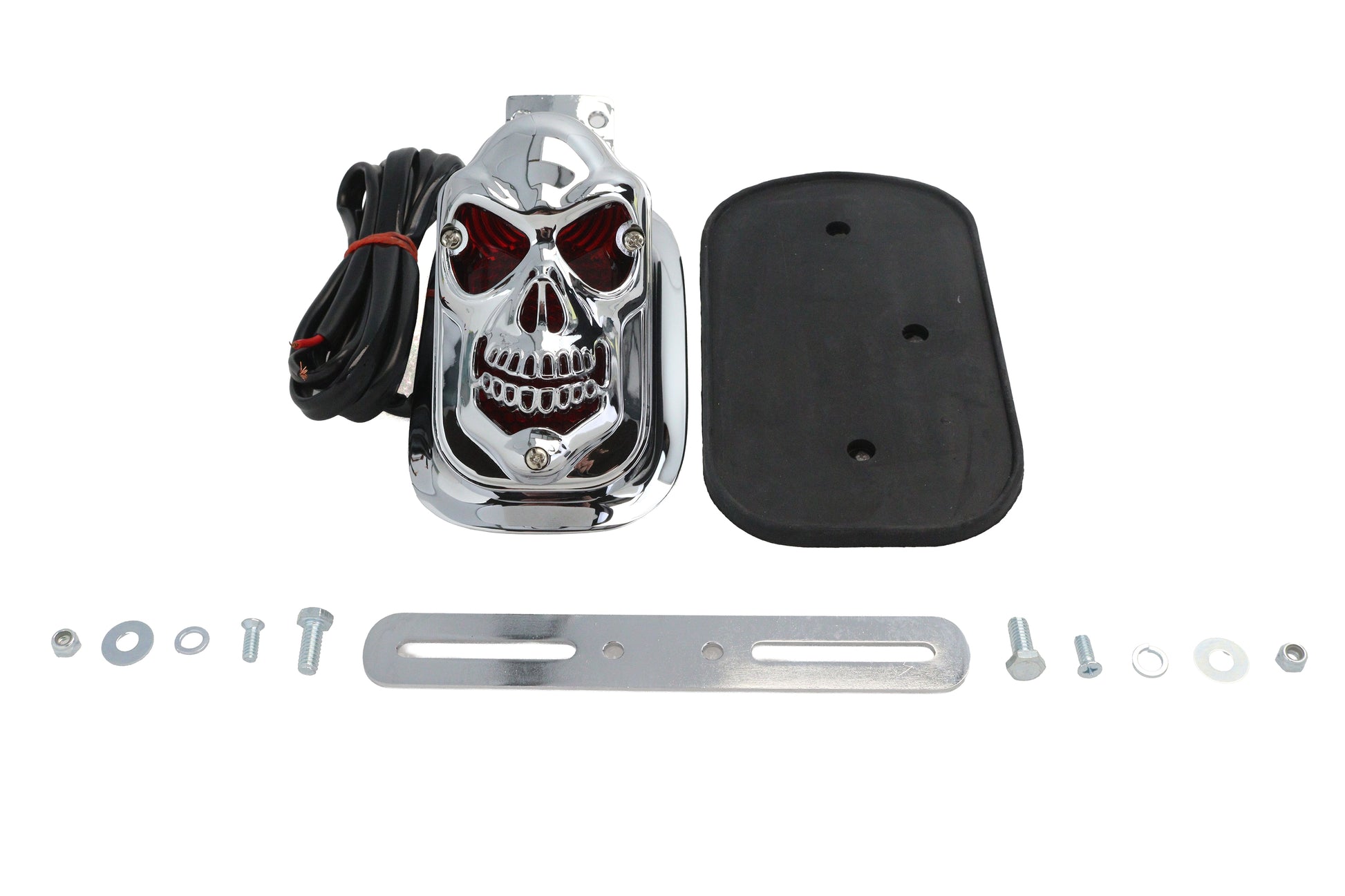 V-Twin Chrome Skull Grill Tombstone Tail Lamp - Custom Application Accessory