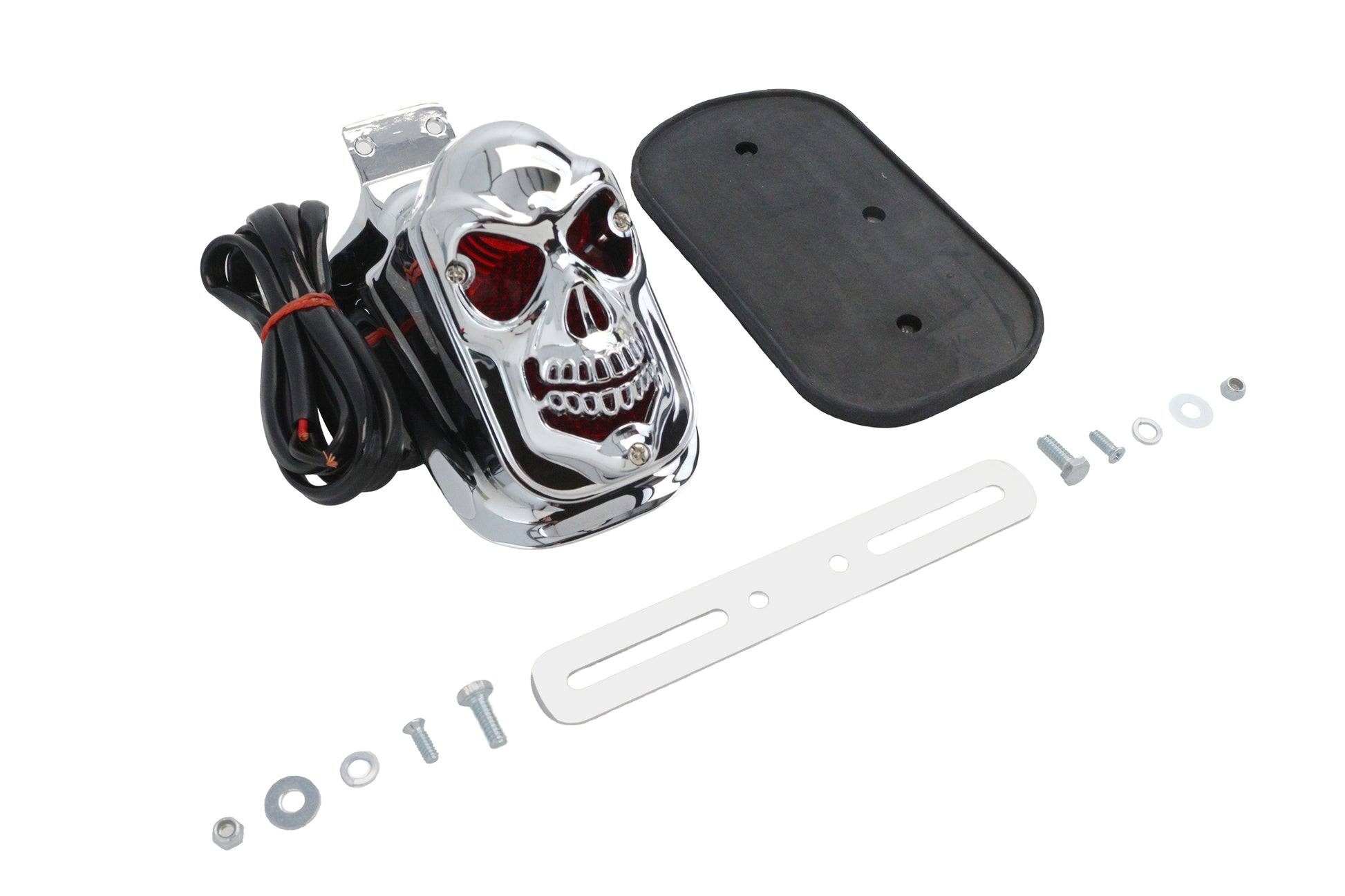 V-Twin Chrome Skull Grill Tombstone Tail Lamp - Custom Application Accessory