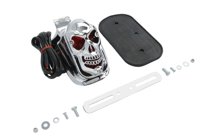 V-Twin Chrome Skull Grill Tombstone Tail Lamp - Custom Application Accessory