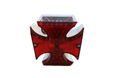 Wyatt Gatling 20-6503 LED Chrome Maltese Tail Lamp - 12V Red LED Flush Mount with Steel Backing Plate by Wyatt Gatling