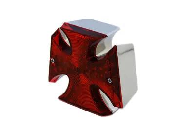 Wyatt Gatling 20-6503 LED Chrome Maltese Tail Lamp - 12V Red LED Flush Mount with Steel Backing Plate by Wyatt Gatling