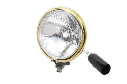 Wyatt Gatling 5-3/4 inch Headlamp with H-4 Bulb and Brass Plated Rim by Wyatt Gatling