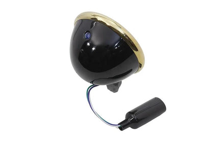 Wyatt Gatling 5-3/4 inch Headlamp with H-4 Bulb and Brass Plated Rim by Wyatt Gatling