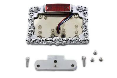 Wyatt Gatling Chrome Skull Style Tail Lamp and License Plate Holder for Harley Davidson FLT (1997-2006) by Wyatt Gatling