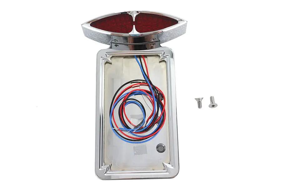 Wyatt Gatling Chrome Billet LED Tail Lamp and License Plate Vertical Side Kit - 9-3/8 Inch Height by Wyatt Gatling