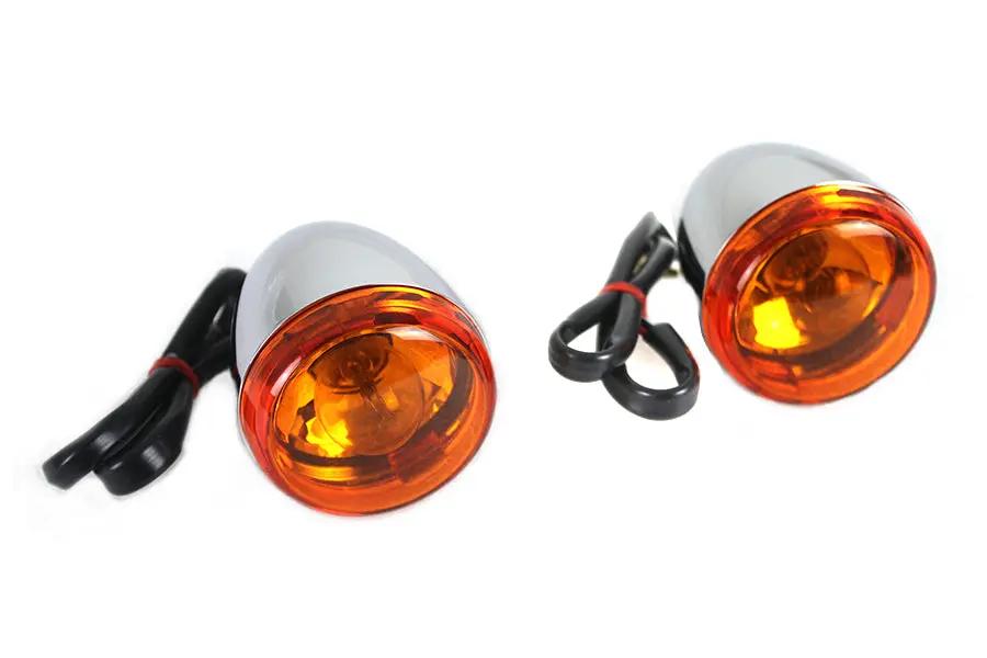 Wyatt Gatling Chrome Torpedo Style Rear Turn Signal Set for Harley Davidson FXSTD by Wyatt Gatling