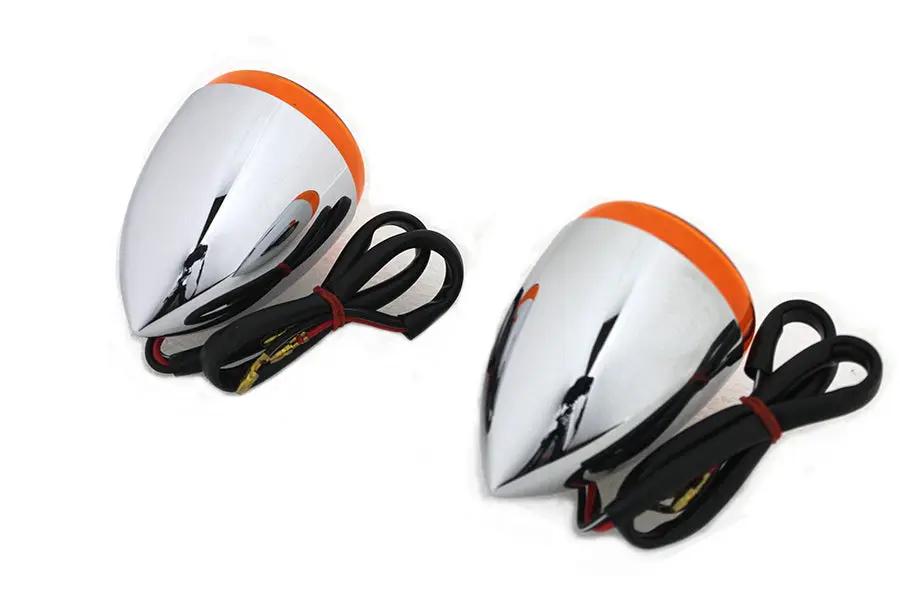Wyatt Gatling Chrome Torpedo Style Rear Turn Signal Set for Harley Davidson FXSTD by Wyatt Gatling