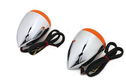 Wyatt Gatling Chrome Torpedo Style Rear Turn Signal Set for Harley Davidson FXSTD by Wyatt Gatling