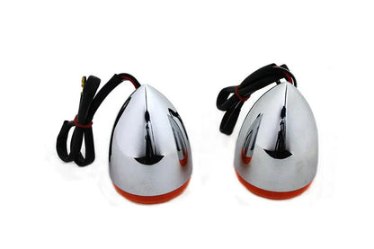 Wyatt Gatling Chrome Torpedo Style Rear Turn Signal Set for Harley Davidson FXSTD by Wyatt Gatling