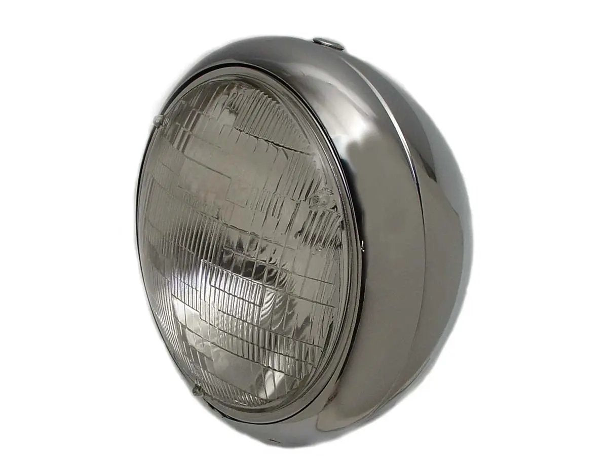 Wyatt Gatling Vintage 7 Inch Round Headlamp 12 Volt for Harley Davidson FL Models by Wyatt Gatling