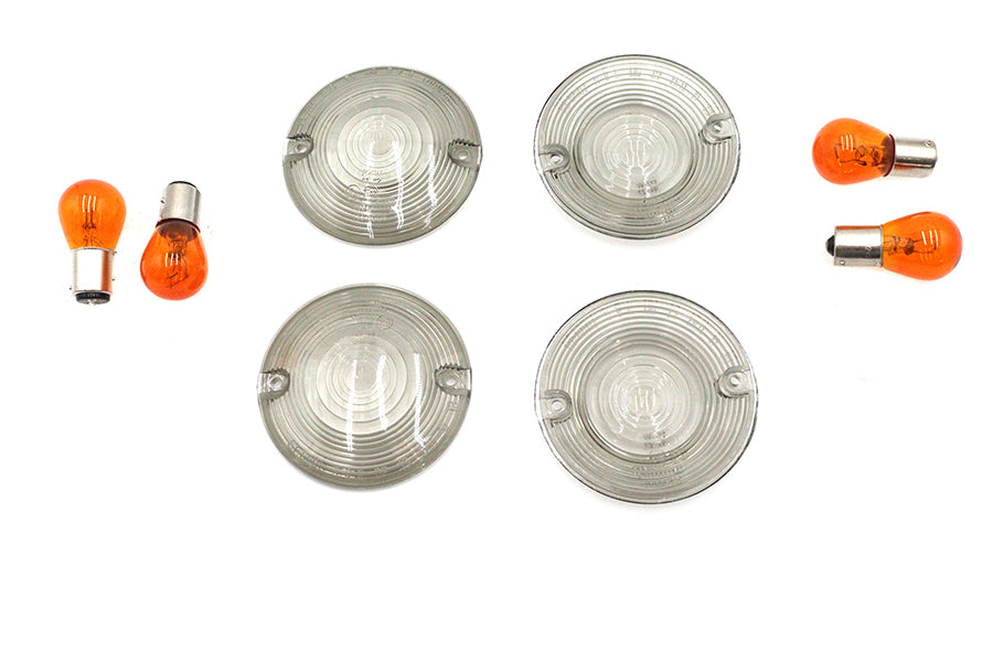 Wyatt Gatling 12-0203 Flat-Style Smoked Turn Signal Lens Kit for Harley-Davidson FLST