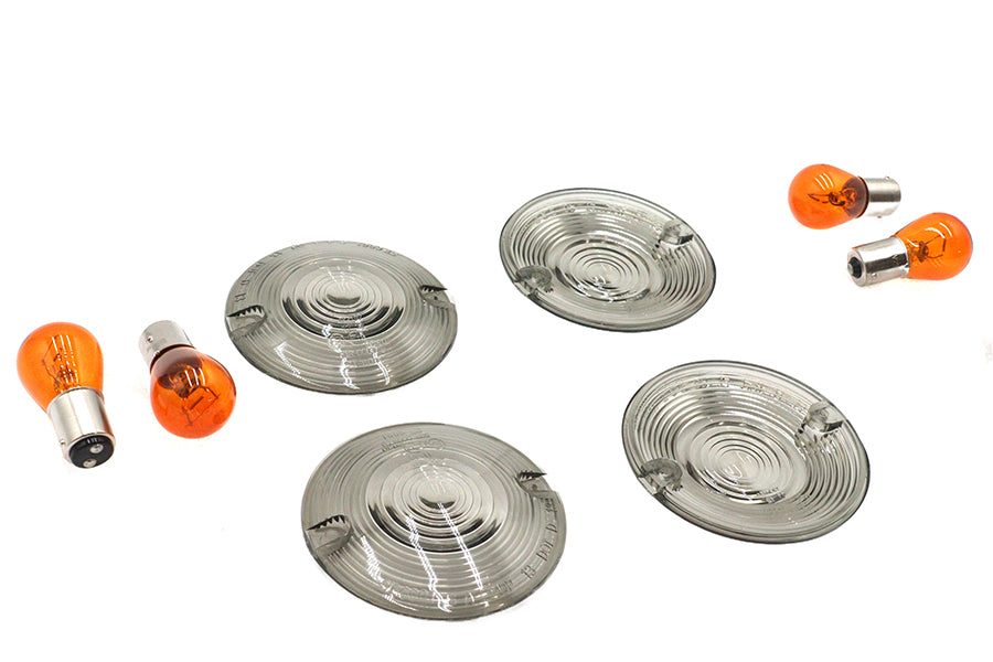 Wyatt Gatling 12-0203 Flat-Style Smoked Turn Signal Lens Kit for Harley-Davidson FLST