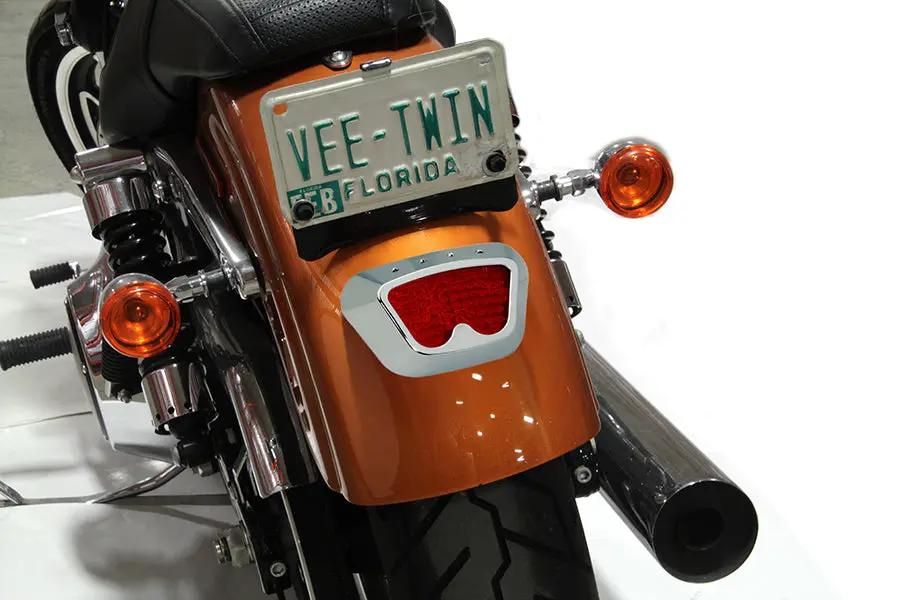 Wyatt Gatling LED Tail Lamp for License Plate - Chrome Gatling Clear LED Tail Light for Harley Davidson FXD and XL Models by Wyatt Gatling