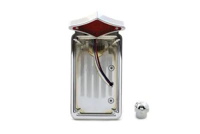 V-Twin Diamond LED Tail Lamp Assembly Vertical Style with Chrome Finish and Side Mount Plate by V-Twin