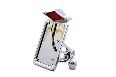 V-Twin Diamond LED Tail Lamp Assembly Vertical Style with Chrome Finish and Side Mount Plate by V-Twin