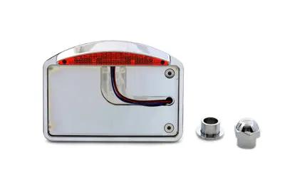 V-Twin Chrome LED Slice Tail Lamp Assembly with Side Mount Horizontal Plate Frame for 5/8 Inch Axle Nut by V-Twin