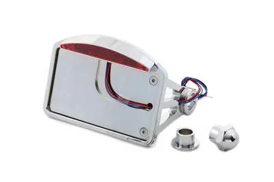 V-Twin Chrome LED Slice Tail Lamp Assembly with Side Mount Horizontal Plate Frame for 5/8 Inch Axle Nut by V-Twin