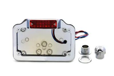 V-Twin Chrome Mini Rectangular LED Tail Lamp Assembly with Side Mount Plate for 5/8 Inch Axle Nut by V-Twin
