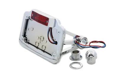 V-Twin Chrome Mini Rectangular LED Tail Lamp Assembly with Side Mount Plate for 5/8 Inch Axle Nut by V-Twin