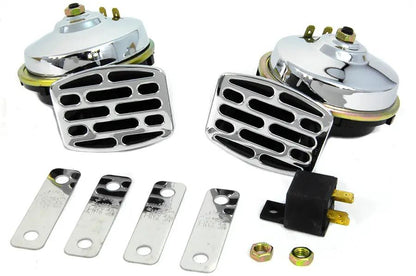 Wyatt Gatling Chrome 12 Volt Twin Horn Set - 107 Decibels with Mounting Hardware by Wyatt Gatling