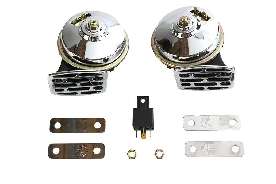 Wyatt Gatling Chrome 12 Volt Twin Horn Set - 107 Decibels with Mounting Hardware by Wyatt Gatling
