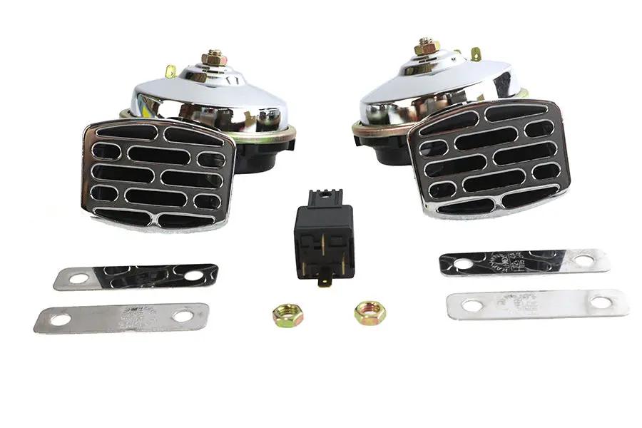 Wyatt Gatling Chrome 12 Volt Twin Horn Set - 107 Decibels with Mounting Hardware by Wyatt Gatling