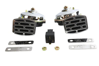 Wyatt Gatling Chrome 12 Volt Twin Horn Set - 107 Decibels with Mounting Hardware by Wyatt Gatling