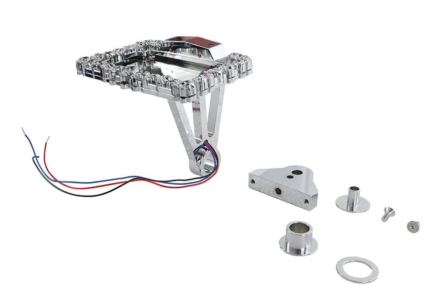 V-Twin Chrome Skull Style Tail Lamp Assembly with Side Mount Horizontal Skull Plate Frame by V-Twin
