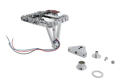 V-Twin Chrome Skull Style Tail Lamp Assembly with Side Mount Horizontal Skull Plate Frame by V-Twin