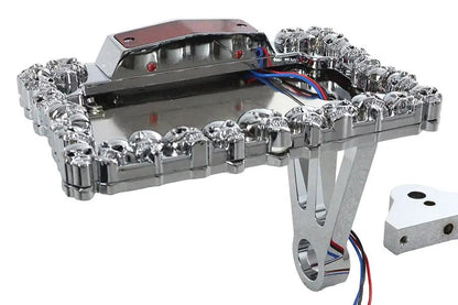 V-Twin Chrome Skull Style Tail Lamp Assembly with Side Mount Horizontal Skull Plate Frame by V-Twin