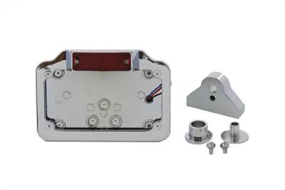V-Twin Chrome Plain Style Tail Lamp Assembly – Mini Rectangular LED with Side Mount Plate Frame by V-Twin