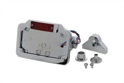 V-Twin Chrome Plain Style Tail Lamp Assembly – Mini Rectangular LED with Side Mount Plate Frame by V-Twin