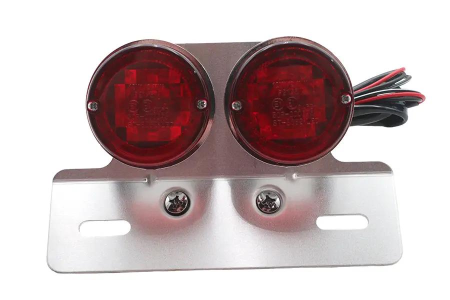 Wyatt Gatling Chrome Twin Round Tail Lamp with Alloy License Bracket – Model 20-6572E by Wyatt Gatling