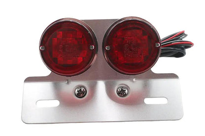Wyatt Gatling Chrome Twin Round Tail Lamp with Alloy License Bracket – Model 20-6572E by Wyatt Gatling