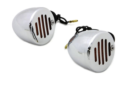 Wyatt Gatling Chrome Shielded Bullet Marker Lamp Set with Amber Lens – 12V Decorative Lighting by Wyatt Gatling