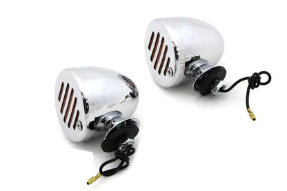 Wyatt Gatling Chrome Shielded Bullet Marker Lamp Set with Amber Lens – 12V Decorative Lighting by Wyatt Gatling