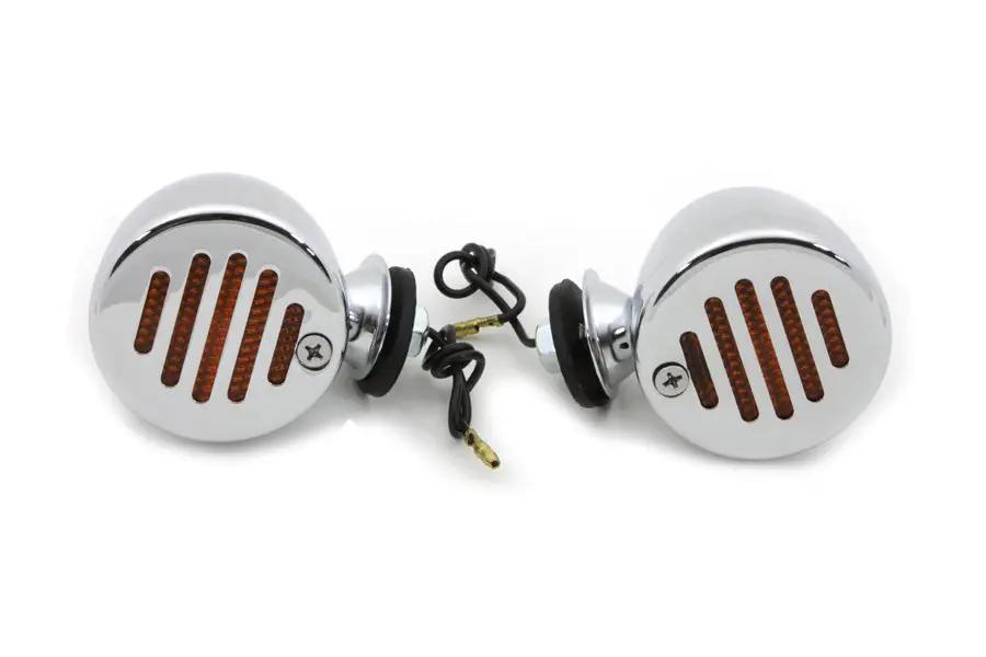 Wyatt Gatling Chrome Shielded Bullet Marker Lamp Set with Amber Lens – 12V Decorative Lighting by Wyatt Gatling