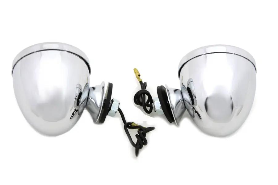 Wyatt Gatling Chrome Shielded Bullet Marker Lamp Set with Amber Lens – 12V Decorative Lighting by Wyatt Gatling
