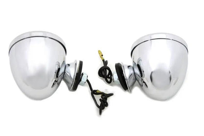 Wyatt Gatling Chrome Shielded Bullet Marker Lamp Set with Amber Lens – 12V Decorative Lighting by Wyatt Gatling