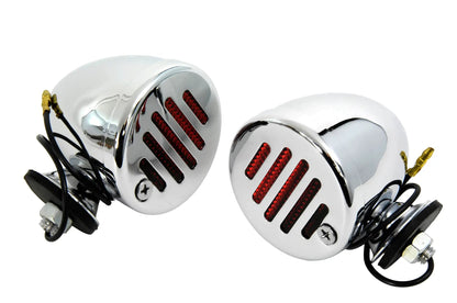 Wyatt Gatling Chrome Shielded Bullet Marker Lamp Set with Red Lens - Part 20-6515R by Wyatt Gatling