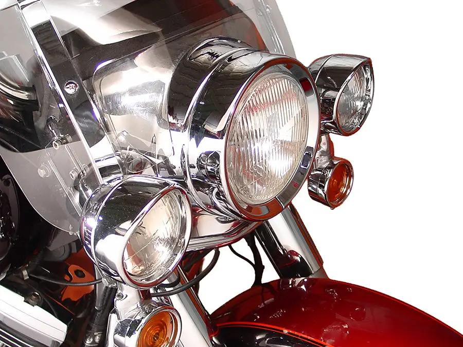 Wyatt Gatling MPHD0007 Spotlamp Frenched Trim Ring with Visor for Harley Davidson (Set of 2) by Wyatt Gatling