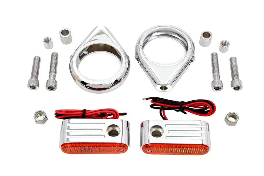 Wyatt Gatling 33-0904 Front Turn Signal Kit with 49mm Fork Clamps and Amber Lens by Wyatt Gatling