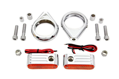 Wyatt Gatling 33-0904 Front Turn Signal Kit with 49mm Fork Clamps and Amber Lens by Wyatt Gatling