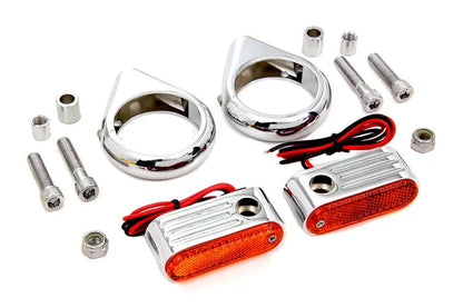 Wyatt Gatling 33-0904 Front Turn Signal Kit with 49mm Fork Clamps and Amber Lens by Wyatt Gatling