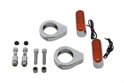 Wyatt Gatling 12-6047S Chrome 39mm Fork Clamp-On Turn Signal Kit with Amber Lens by Wyatt Gatling