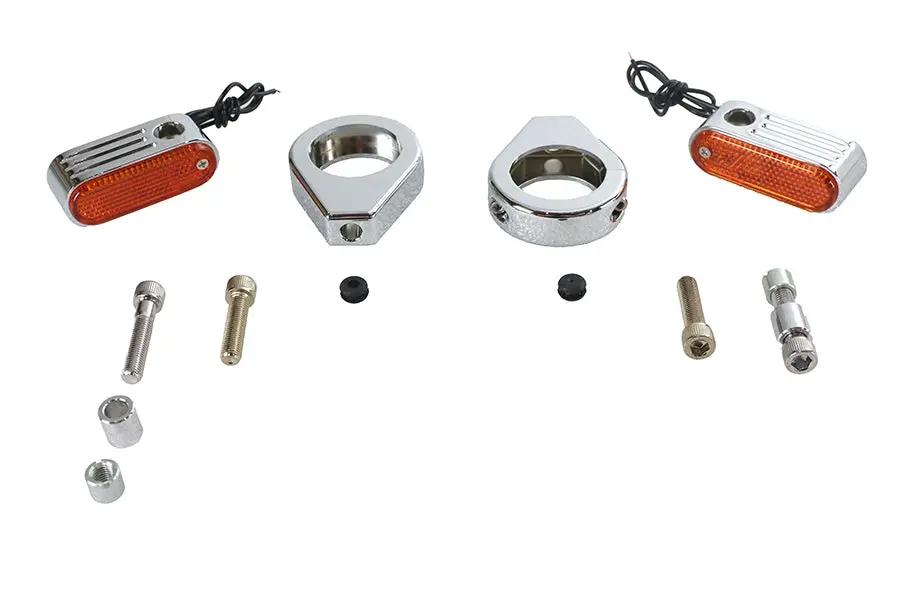 Wyatt Gatling 12-6047S Chrome 39mm Fork Clamp-On Turn Signal Kit with Amber Lens by Wyatt Gatling