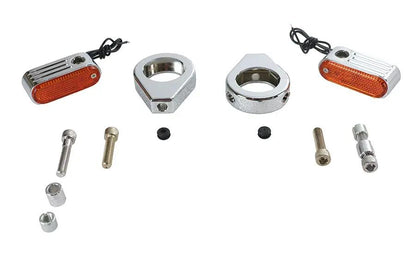 Wyatt Gatling 12-6047S Chrome 39mm Fork Clamp-On Turn Signal Kit with Amber Lens by Wyatt Gatling